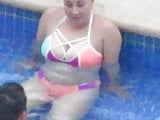 Hot bikini PAWG MILF with big tits in swimming pool Pt1