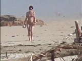 Nude walking on beach